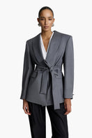 Acaria Studio Wisdom Blazer, tailored blazer with structured fit, in a stylish neutral color, displayed on a hanger.