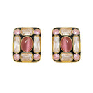 Nana Jacqueline Mirabel cat eye stone earrings with gold-tone hooks, featuring oval-shaped dark green cat eye stones and elegant design.