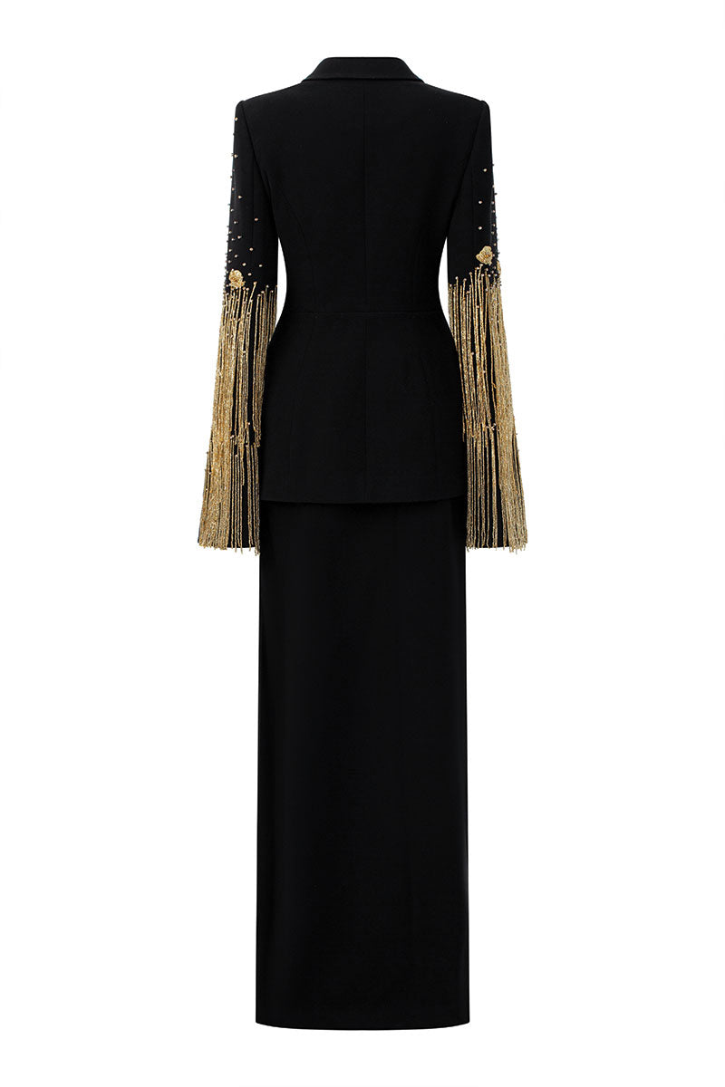 black and gold flowy dress Prom Dress Style #32899
