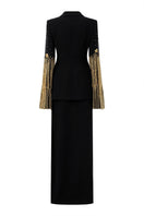 Lune De Soie crepe co-ord dress with matching shawl, elegant and flowing, perfect for formal occasions.