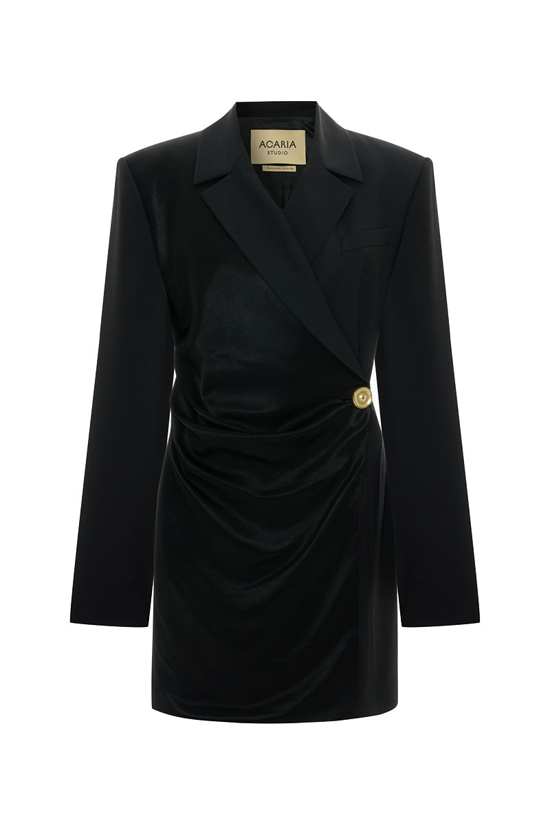 Black Berry Blazer Dress by Acaria Studio, a stylish mini dress featuring a tailored blazer-inspired design and sleek fabric.