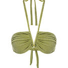 Suncillo Virna sparkly lime green bikini top with shimmering fabric and adjustable straps, perfect for beach or poolside wear.