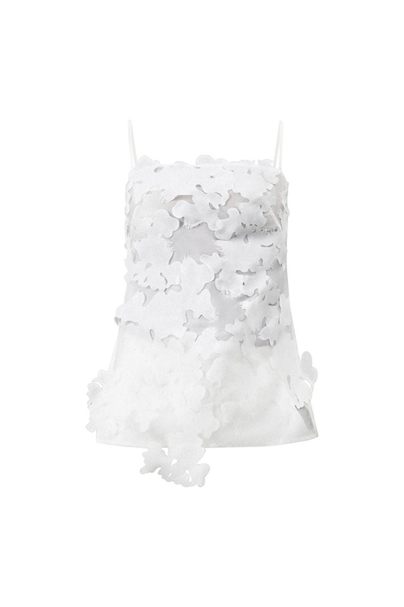 NARCISSUS SLIT SPAGHETTI STRAP ORGANZA TOP - CULT MIA