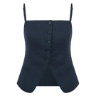 Dark navy linen top by Nazlı Ceren, featuring a relaxed fit and stylish design, perfect for casual or chic outfits.