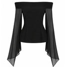Lili Blanc Flow Veil Top in lightweight, flowy fabric with delicate draping, perfect for casual or dressy occasions.