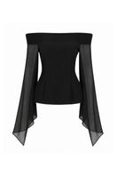 Lili Blanc Flow Veil Top in lightweight, flowy fabric with delicate draping, perfect for casual or dressy occasions.