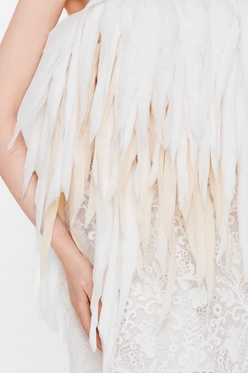 White Jelly Fish mini dress by Valenciani, featuring a fitted silhouette and stylish design perfect for summer wear.
