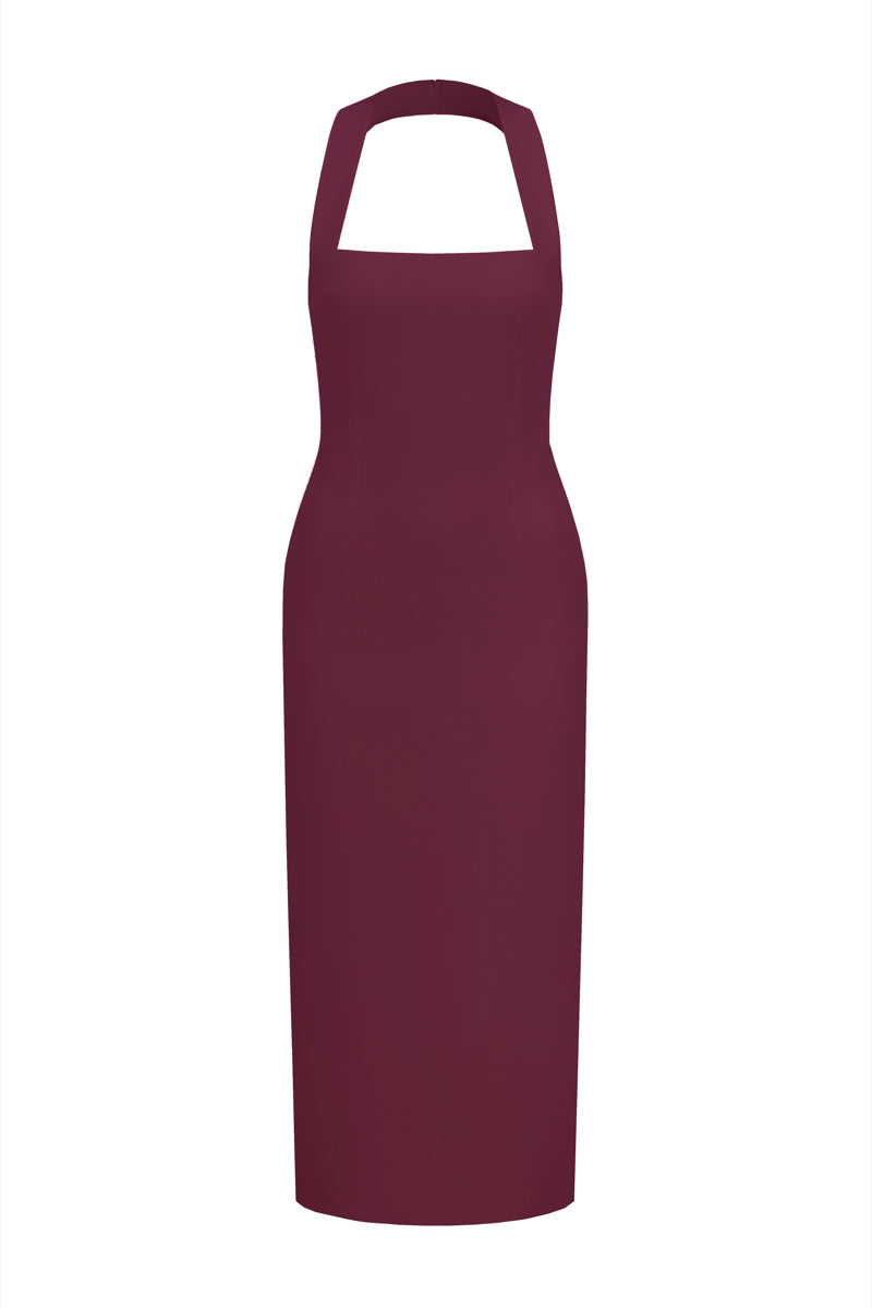 MARGAUX CREPE DRESS IN BORDEAUX
