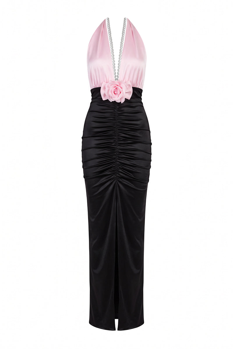 Elegant Nur Karaata gilded society gown with intricate gold details and flowing fabric, perfect for formal occasions.