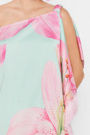 Valenciani one-shoulder maxi dress in multicolor with flowing fabric and elegant design, perfect for summer occasions.