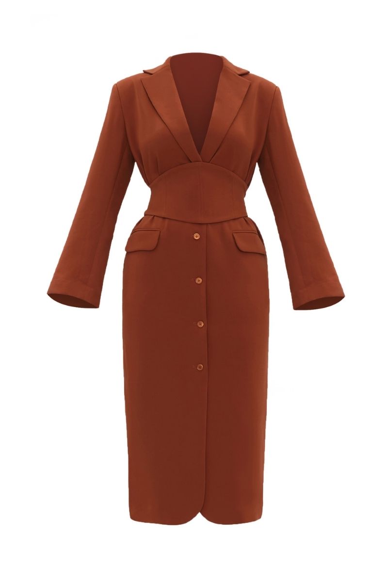 ZIA CORSET BLAZER DRESS IN PUMPKIN - CULT MIA