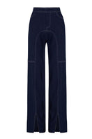 Navy blue denim biker pants from JC Pajares featuring a slim fit and classic five-pocket design.
