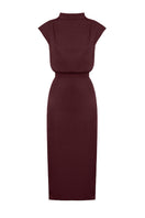 Undress Tessa short kimono sleeves elegant midi dress in wine-red, featuring a sophisticated, flowy design perfect for formal occasions.