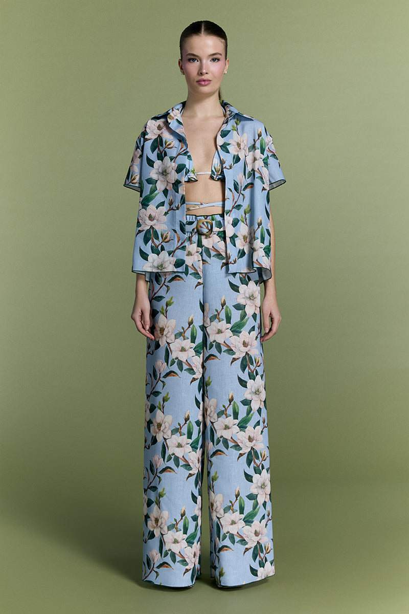 Nur Karaata Tropic Twist Co-ord Set featuring a stylish matching top and pants with vibrant tropical print.