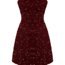 Nazlı Ceren Casey mini sequin dress in Bordeaux, featuring shimmering sequins and a stylish, fitted silhouette.