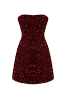 Nazlı Ceren Casey mini sequin dress in Bordeaux, featuring shimmering sequins and a stylish, fitted silhouette.