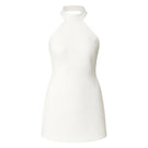 Nazlı Ceren Marcel Mini Crepe Dress in white, sleeveless with a fitted silhouette and elegant mini length, perfect for stylish occasions.