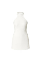 Nazlı Ceren Marcel Mini Crepe Dress in white, sleeveless with a fitted silhouette and elegant mini length, perfect for stylish occasions.
