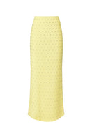 Nazlı Ceren Haley long jersey maxi skirt in Lemonade color, flowing fabric with a comfortable waistband and elegant design.