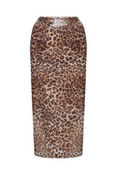BALYKINA sequin midi skirt with leopard print pattern, stylish and shiny, perfect for fashionable outfits.