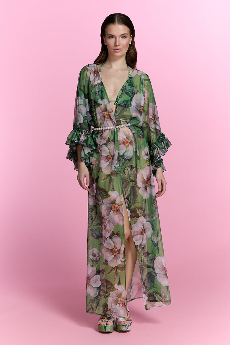 Nur Karaata Havana Glow beach cover-up dress with lightweight, flowy fabric perfect for beach or poolside wear.