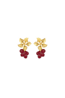 Red Magnolia earrings by Peracas featuring floral design and elegant dangling style.