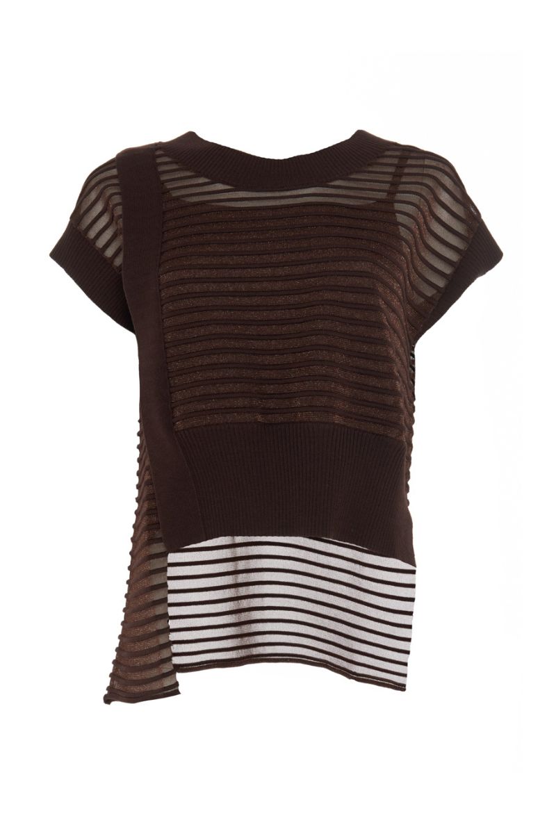ASYMMETRIC RIBBED MESH TOP - CULT MIA