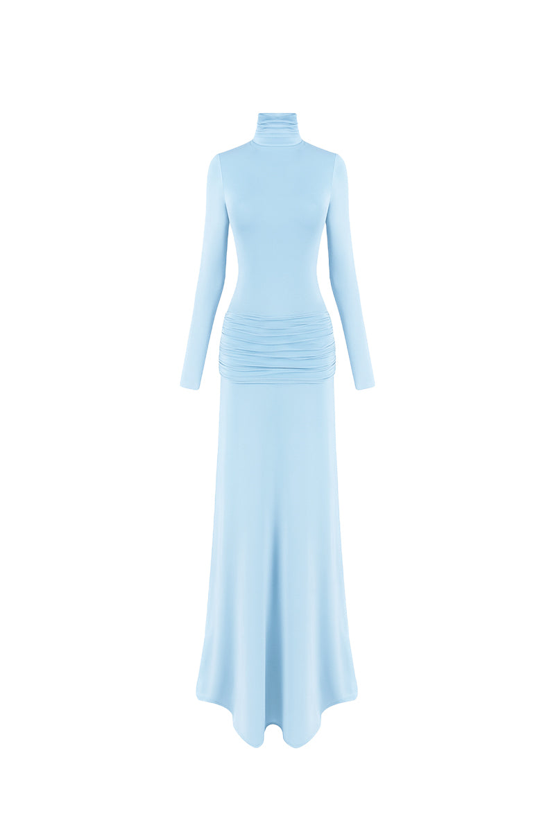 SIENNA LONG JERSEY DRESS IN BABY BLUE