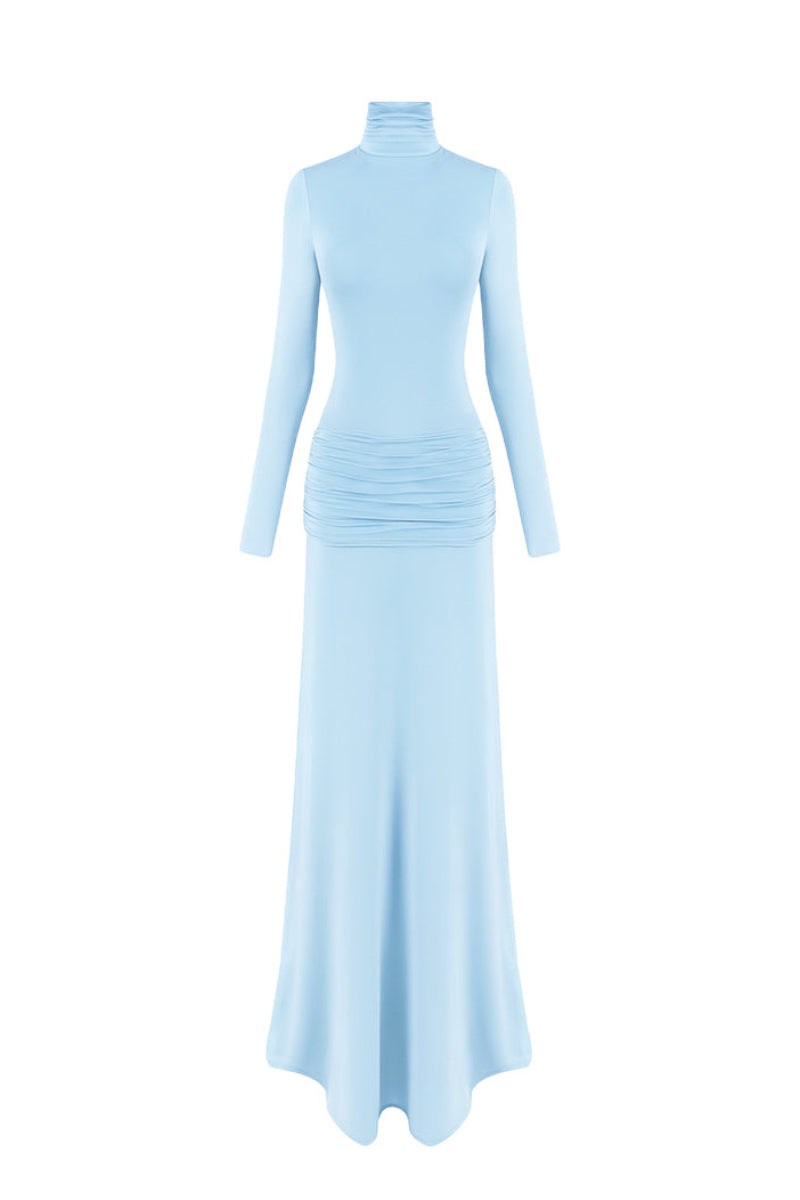 SIENNA LONG JERSEY DRESS IN BABY BLUE | CULT MIA