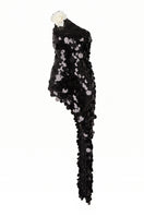 Nur Karaata Giselle Minimax gown featuring elegant fabric and detailed design, shown on a model.