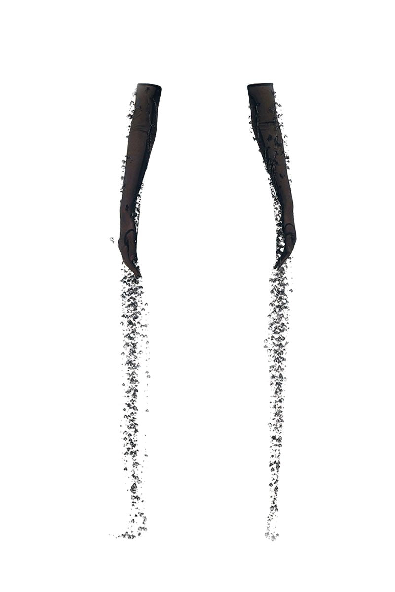Black flowers patterned gloves from Montsand, stylish winter gloves with floral design for women.