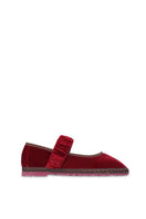 Flabelus Mafalda burgundy flats with brown piping, stylish slip-on shoes featuring a sleek design and comfortable fit.