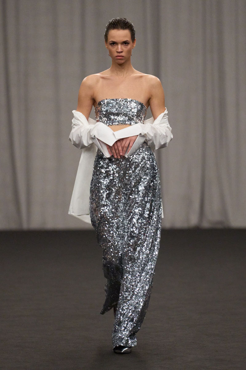 SEQUIN FITTED CROP TOP