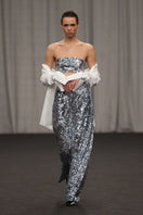 Lili Blanc sequin fitted crop top featuring shiny sequin embellishments and a snug, stylish fit.