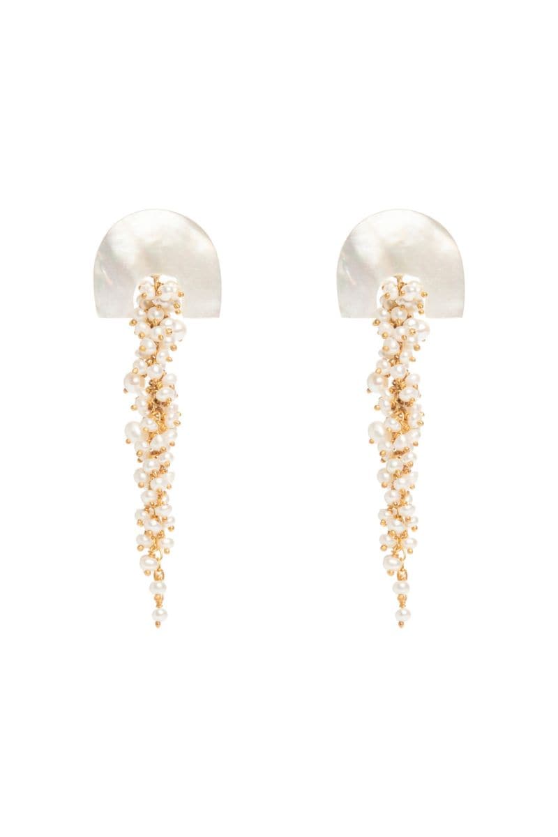 Freya Rose HAKURO Ivory Earrings with delicate design, featuring ivory-colored earrings with intricate detailing.