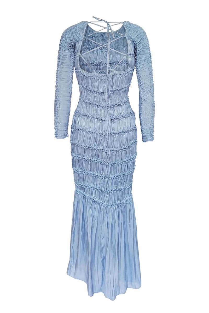VALENTINA BLUE KIMONO SLEEVE SHIBORI MAXI DRESS - CULT MIA