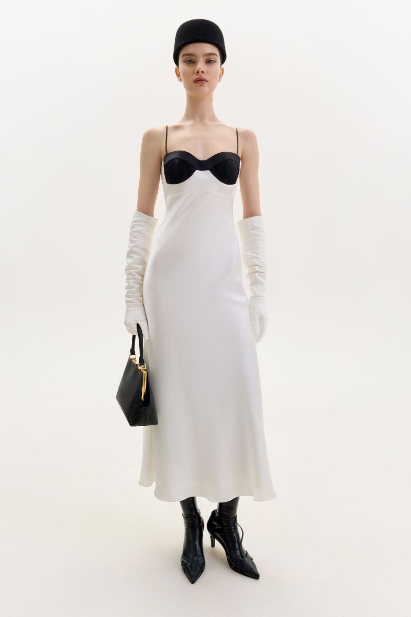 cream silk midi dress Darling Satin Midi Dress - Cream