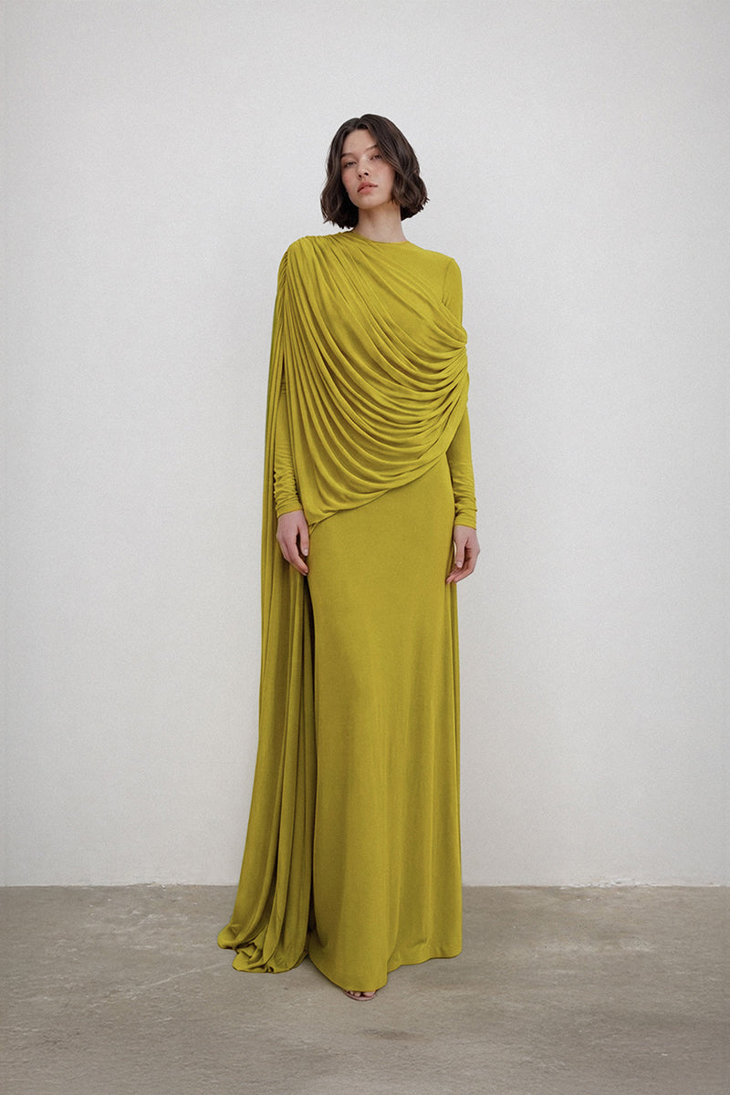 Elegant Agatha dress gown by Deme By Gabriella featuring a flowing design and intricate details, perfect for formal occasions.