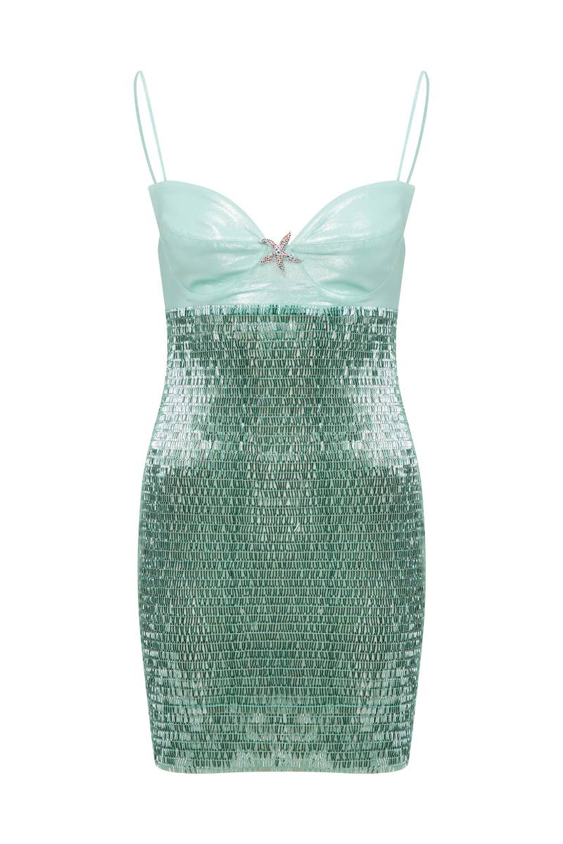 MINI BEADED DRESS IN MINT - CULT MIA