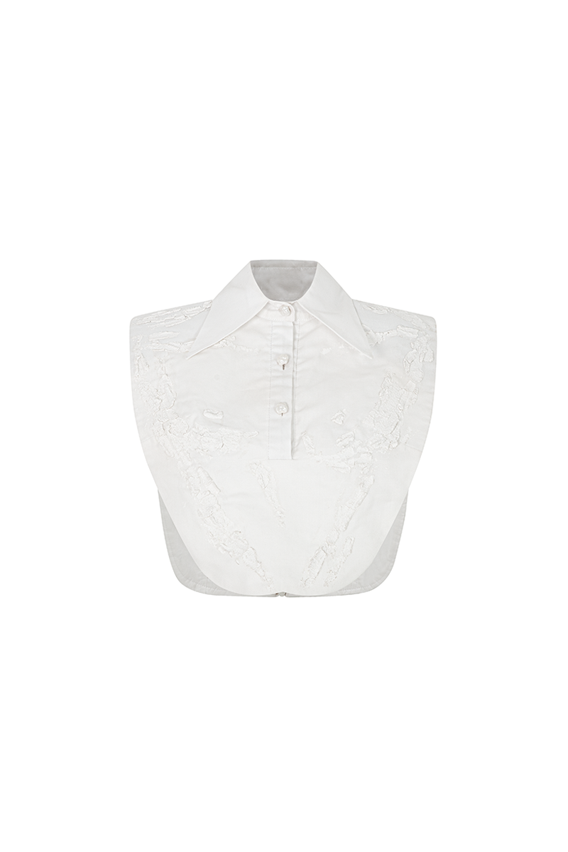 White AETHER shirt by POEM, a stylish women's tops with a clean, modern design and lightweight fabric.