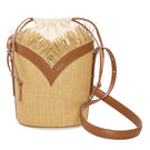 Beige VIKELE STUDIO shoulder bucket bag with drawstring closure and adjustable strap, stylish and spacious for everyday use.
