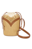 Beige VIKELE STUDIO shoulder bucket bag with drawstring closure and adjustable strap, stylish and spacious for everyday use.