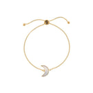 Adjustable gold moon bracelet by Freya Rose featuring a delicate moon charm and sleek gold finish.