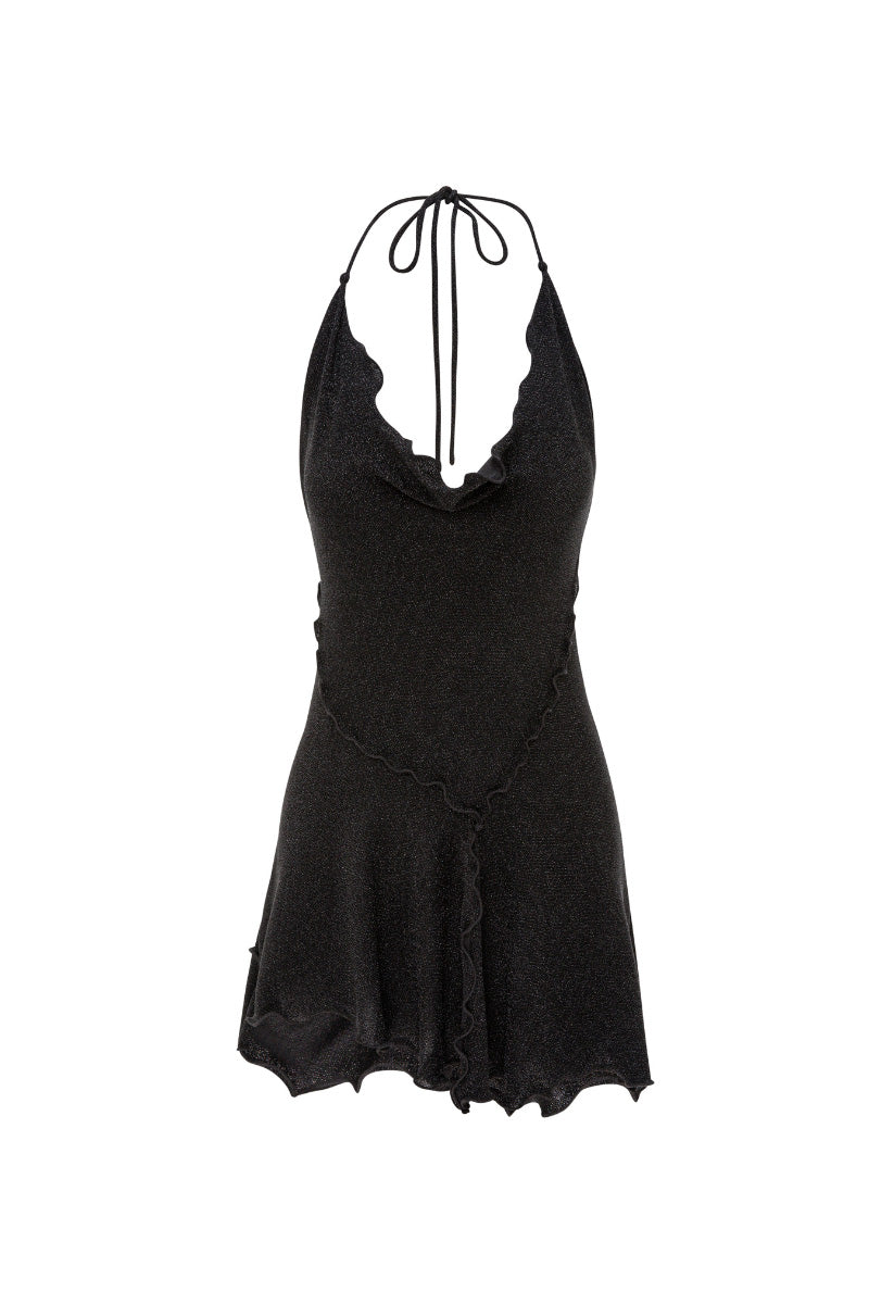 BLACK SPARKLY MINI DRESS