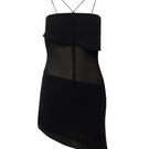 Black Suncillo mini dress featuring a fitted silhouette and short sleeves, perfect for casual or evening wear.