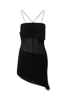 Black Suncillo mini dress featuring a fitted silhouette and short sleeves, perfect for casual or evening wear.