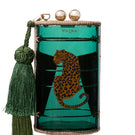 Waiwai Rio Cantil Green Jaguar shoulder bag with adjustable strap and animal print design, stylish accessory for casual wear.