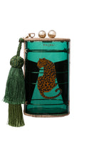 Waiwai Rio Cantil Green Jaguar shoulder bag with adjustable strap and animal print design, stylish accessory for casual wear.