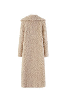 Chictopia Leona faux fur coat in soft, plush material with a stylish collar, displayed on a hanger against a neutral background.