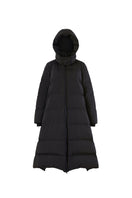 Chictopia LELA Down Coat in black, stylish winter coat with hood, quilted design, and puffy insulation for warmth.